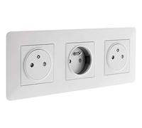 Zenitech – Triple prise affleurante Artezo 2P+T 16A livrée avec boîte d'encastrement – Blanc