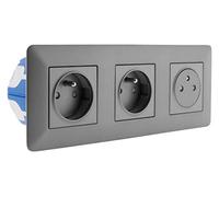 Zenitech - Triple Prise affleurante Artezo 2P+T + boîte - Titanium