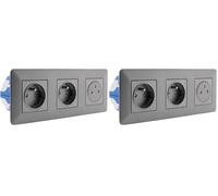 Zenitech - Triple Prise affleurante Artezo 2P+T + boîte - Titanium (Lot de 2)