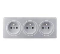 Zenitech Triple Prise câblée Schuko en saillie + Plaque - Argent - Kalya
