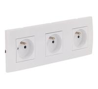 Zenitech Triple Prise encastrée + Plaque de Finition Kalya - Blanc