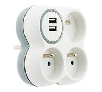 Zenitech Triplite 16A 2P+T + 2 Ports USB Blanc,Gris