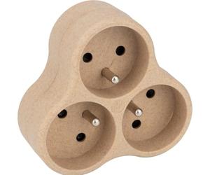 Zenitech, Triplite Bioplastique 3x16A Beige, Multiprise Écologique en Paille de Blé et Polypropylène Recy esign Compact et Ergonomique, Certification GRS, Emballage FSC, Idéale pour Maison Bureau