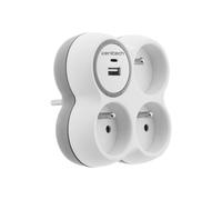 zenitech Triplite - Coupe-circuit - CA 230 V - 3680 Wh - entrée : Type E - connecteurs de sortie : 5 (Type E, 24 pin USB-C, 3 x CEE 7/5) - gris, blanc
