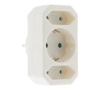 Zenitech Triplite Schuko 2 x 2,5 A + 1 x 16 A Blanc | Distribution électrique : triplite Schuko 2 x 2,5 A + 1 x 16 A, Blanc ;, Type F : prise Schuko avec contacts de terre