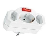 Zenitech - Triplite Schuko 2x2,5A + 1x16A avec interrupteur - Blanc Blanc