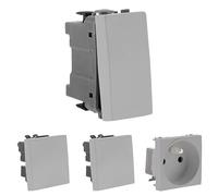 Zenitech - Va et vient 1/2 module + Va et vient moteur seul + Bouton poussoir Moteur seul + Prise 2P+T Connexion Auto Moteur Seul - Silver - Simplea