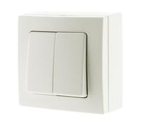 Zenitech - Interrupteur Double Va & Vient 10A Saillie Borne Auto - Puissance Max 2300W Sous 230V - Installation Facile, Compatible Moulures Standards - Blanc