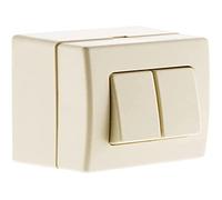 Zenitech - Va-et-vient Double 10A Saillie - Modèle Bejing - Plastique - Compatibilité Moulures Standards, Installation Prête à Poser, Mécanisme Sans Vis - Max 2300W/230V - Blanc