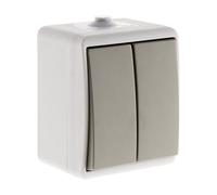 Zenitech - Va-et-Vient Double Étanche IP54 - Interrupteur Résistant à l'Eau pour Usage Extérieur - Connexion à Vis Conforme aux Normes CE et NF - Gris Clair