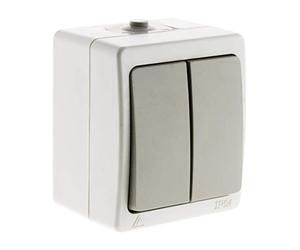 Zenitech - Va-et-vient Double IP54 - Gris Clair - Installation Saillie Extérieure, Mécanisme Désolidarisable, Câblage Simplifié Borne Automatique, Matériau Isolant - Embouts 8-20mm