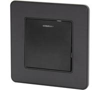 Zenitech Interrupteur simple va-et-vient Kouro – complet à voyant 10A – métal noir brossé