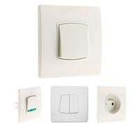 Zenitech - Va & Vient Borne-Auto + Va-et-vient avec Voyant - Borne-auto + Double Va-et-Vient Borne-Auto + Prise 2P+T 16A borne-Auto - Blanc - Diwone