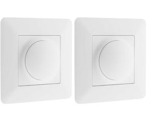 Zenitech - Variateur Rotatif Compatible LED - Installation encastrée, Moteur Compact, Réglage Millimétrique - Support Clipsable - Plaque 86 x 86 mm - Blanc (Lot de 2)