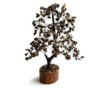 Zenith Gaia Arbre en pierres précieuses - Arbre de vie en cristal de vie en fil d'argent - Décoration spirituelle - Œil de tigre pour Feng Shui, prospérité et bonheur - Fait à la main - Environ 25 cm