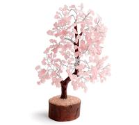 Zenith Gaia Arbre en pierres précieuses - Arbre porte-bonheur en cristal avec de vraies pierres - Quartz rose - Arbre chakra - Pierre de guérison harmonieuse - Arbre décoratif - Amour et harmonie
