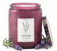 Zenith Gaia Bougie parfumée à la lavande - Moulée à la main en cire de soja naturelle - Parfum floral doux et floral de lavande pour la détente - Bougie aromatique végétalienne dans un pot en verre