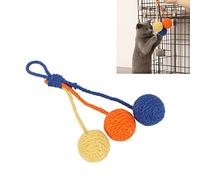 ZenithAir Boule de sisal colorée à Suspendre pour Chat avec Boucle de Suspension pour Jeu Solo des Chats d'intérieur, Un Jouet interactif pour Chat pour soulager l'ennui et Design (Rouge Jaune Bleu)