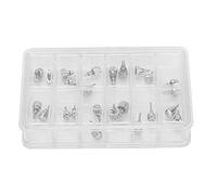 ZenithAur Assortiment de 12 poussoirs de Montre avec boîte de Rangement | Alliage, 24 pièces en 12 styles, finition argentée, rangées dans une boîte plastique à 12 compartiments.