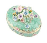 ZenithAur Boîte à bijoux vintage en émail avec savoir-faire fait à la main pour décoration de bureau, bagues, boucles d'oreilles, colliers, attrait esthétique (Bleue)