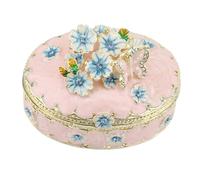 ZenithAur Boîte à bijoux vintage en émail avec savoir-faire fait à la main pour décoration de bureau, bagues, boucles d'oreilles, colliers, attrait esthétique (Rose)