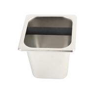 ZenithAur Boîte à frapper en acier inoxydable pour machines à expresso, un conteneur à déchets de café avec une base antidérapante et une barre en caoutchouc amovible pour des (L)