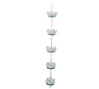 ZenithAur Chaîne de Pluie décorative avec Crochets de Suspension Inclus pour Avant-toits et descentes pluviales, Guide Le débit de l'eau de Pluie, Aluminium Blanc, Motif 5 Fleurs