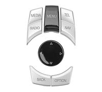 ZenithAur Lot de 6 couvercles de bouton de commande multimédia, garniture ABS de remplacement pour châssis E X1 X5 X6 série 1 3 5 6, ensemble de boutons de commande multimédia de (Argent
