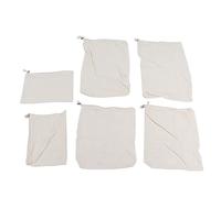 ZenithAur Lot de 6 Sacs d'épicerie réutilisables avec Fermeture à Cordon pour Le Shopping/marché Fermier, idéal pour Le Stockage des Fruits et légumes, Coton Naturel Non Blanchi