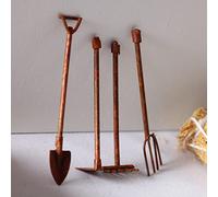 ZenithAur Outils d'Farming de Maison de poupée 1:12 Outils Miniatures à l'échelle avec Une Fourche à houe de Pelle Miniature pour Les Accessoires de Jardin de poupées et Les