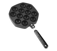 ZenithAur Poêle à crêpes antiadhésive 12 cavités pour boules de poulpe Poêle à gril Takoyaki en aluminium avec longue poignée en plastique et trou de suspension pour Takoyaki et