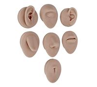ZenithAur Présentoir de parties du corps en silicone souple, modèle de pratique de perçage en silicone pour présentation de bijoux et simulation d'acupuncture, ensemble de modèles (Dark Skin Tone)
