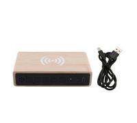 ZenithAur Réveil numérique en bois de bambou avec 3 réglages d'alarme | Chargement inductif 10 W : 3 heures d'alarme, fonction snooze, LED à 3 niveaux de gradation, température et calendrier.