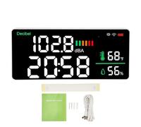 ZenithAur Sonomètre à affichage LED, instrument mural de 11 pouces avec horloge et compteur de bruit, température et humidité, idéal comme compteur de bruit en salle de classe