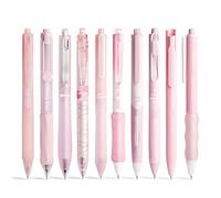 ZenithAura 10er Set Pastell Gel Encre Stylos, Notes Douces 0,5 Mm Pointe Fine Retractable 10er Stylo Noir Encre Kugelschreiber pour Écrire, Journaling, École, Bureau Rose