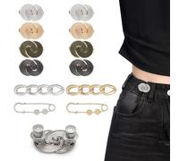ZenithAura 12 pièces de ceinture de pantalon ajustable, boutons, agrafes pour élargir la taille, boucles de ceinture pour jeans, dames, réutilisables, broches métalliques