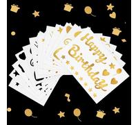 ZenithAura 12 Stickers de Ballon "Joyeux Anniversaire" Autocollants de Ballon de Fête Sticker pour Poster d'Anniversaire pour Grands Ballons Transparents Lettres en PVC A