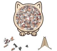 ZenithAura 135 Pièces Puzzle Chat en Bois - Puzzle en Bois aux Couleurs de Morandi, Puzzle Chat Mignon en Bois, Cadeau pour Amoureux des Chats pour la Détente & pour la M