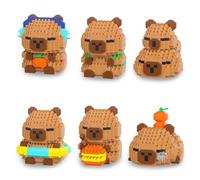 ZenithAura 6 Pièces Ensemble de Blocs de Fête Capybara, Jolis Figurines de Capybara pour Sacs de Bonbons, Contenu pour Prix de adeau d'Anniversaire et Accessoire