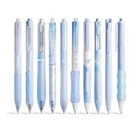 ZenithAura Ensemble de 10 Stifs en Bleu, Notes Sucrées 0,5 mm Pointe Fine Retractable 10 Stifs en Noir avec Encre à Bille pour l'Écriture, Le Journaling, l'École, Le Bure