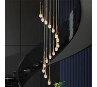 ZenithBeam Lustre réglable en forme de goutte de pluie de 305 cm de long, 16 lumières, lustre à bulle, doré, lustre d'escalier haut plafond, lustres d'entrée, loft incliné à DEL à intensité variable