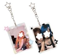 ZenithBurst Lot de 2 Porte-Cartes Photo Kpop Porte-clés, Porte-Cartes Photo, Acrylique, Porte-Cartes Photo Mignon avec Pendentif étoile pour Album Photo Carte d'idole