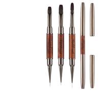 ZenithBurst Pinceaux de Nettoyage Nail Art, Pinceau French Tip à Double Extrémité Set 3PCS, Pinceaux à Ongles en Gel à Double Tête Plat/Ovale/Inclinée pour Vernis