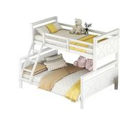 Zenithpath Lit superposé avec échelle et garde-corps de sécurité, convertible en 2 lits séparés, lit en bois pour enfants, adolescents et adultes, 90 (140) x 200 cm, gris/blanc (blanc)