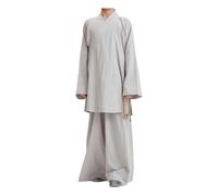 Zenithuxe Robe de Moine Bouddhiste - Vêtement de Temple Shaolin en Coton/Lin - Unisexe pour Méditation - Respirant et Léger (Été) - Tenue de Moine Traditionnelle