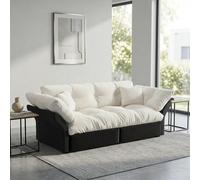 Zenithz Canapé Lit Convertible 3 Places, Clic Clac Modulable 3-en-1 avec 2 Oreillers Doux, Sofa de Salon en Velours Beige, Design Gain de Place, Structure en Acier, 190 cm Queen Size