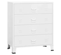 Zenithz Commode en métal blanc industriel - 78 cm de large et 40 cm de profondeur - Commode à 4 tiroirs - Stable (30 kg) comme armoire d'apothicaire et commode de couloir pour salon, bureau et chambre