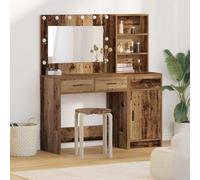 Zenithz Ensemble de 2 coiffeuses marron avec éclairage miroir LED, grande coiffeuse avec élément d'armoire, table cosmétique design moderne, table de maquillage