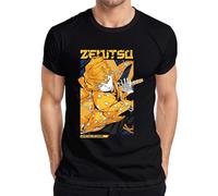 Zenitsu Agatsuma Kimetsu no Yaiba Blitz Épée Anime Japon Y2K Streetwear Manga T-shirt pour homme, Noir , XXL