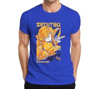 Zenitsu Kimetsu no Yaiba Blitz Épée Anime Chasseur de démons Japon Y2K Streetwear T-shirt pour homme, bleu, XL
